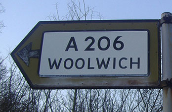 Road signs for the two cities.